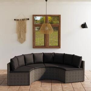 Sofa 4-częściowa do ogrodu, z poduszkami, polirattan, szara