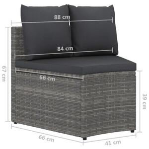 Sofa 4-częściowa do ogrodu, z poduszkami, polirattan, szara
