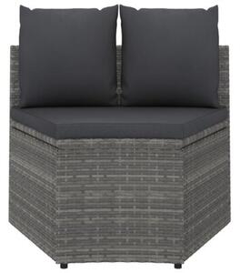 Sofa 4-częściowa do ogrodu, z poduszkami, polirattan, szara