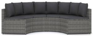 Sofa 4-częściowa do ogrodu, z poduszkami, polirattan, szara