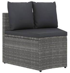 Sofa 4-częściowa do ogrodu, z poduszkami, polirattan, szara