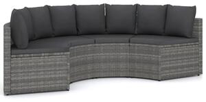 Sofa 4-częściowa do ogrodu, z poduszkami, polirattan, szara