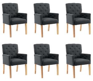 Krzesła stołowe z podłokietnikami, 6 szt., szare, tkanina
