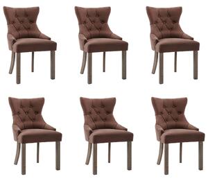 Krzesła stołowe, 6 szt., brązowe, obite tkaniną