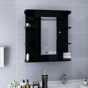 Szafka łazienkowa z lustrem, czarna, 66x17x63 cm, MDF