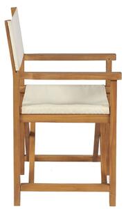 Składane krzesło reżyserskie, lite drewno tekowe, kremowe