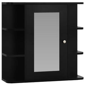 Szafka łazienkowa z lustrem, czarna, 66x17x63 cm, MDF