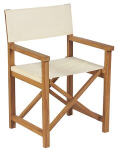Składane krzesło reżyserskie, lite drewno tekowe, kremowe
