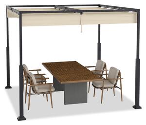 Pergola metalowa 3x3m, kolor beżowy, stabilna i wodoszczelna, idealna jako zadaszenie tarasu, pawilon do ogrodu, tarasu lub patio