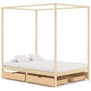 Rama łóżka z baldachimem i 4 szufladami, sosna, 140 x 200 cm