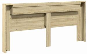 Zagłówek z półką i LED, dąb sonoma, 220x16,5x103,5 cm