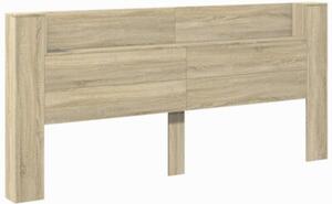 Zagłówek z półką i LED, dąb sonoma, 220x16,5x103,5 cm