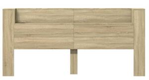 Zagłówek z półką i LED, dąb sonoma, 220x16,5x103,5 cm