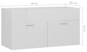 Szafka pod umywalkę, biała, wysoki połysk, 90x38,5x46 cm