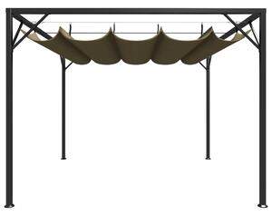 Altana ogrodowa ze zwijanym dachem, 3x3 m, taupe, 180 g/m²