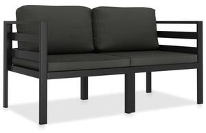 Sofa 2-częściowa z poduszkami, aluminium, antracytowa