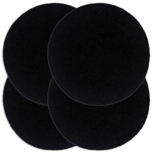 Maty na stół, 4 szt., gładkie, czarne, 38 cm, okrągłe, bawełna