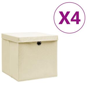 Pudełka z pokrywami, 4 szt., 28x28x28 cm, kremowe