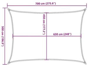 Żagiel przeciwsłoneczny, 160 g/m², żółty, 5x7 m, hdpe