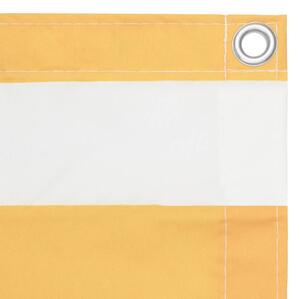 Parawan balkonowy, biało-żółty, 90x300 cm, tkanina Oxford