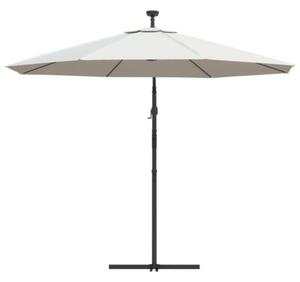 Parasol ogrodowy wiszący, światła LED, 300 cm, metal, piaskowy