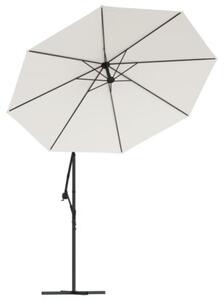 Parasol ogrodowy wiszący, światła LED, 300 cm, metal, piaskowy