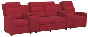 4-os. rozkładany fotel, uchwyty na napoje, czerwony, tkanina