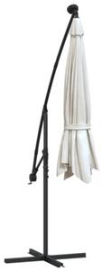 Parasol ogrodowy wiszący, światła LED, 300 cm, metal, piaskowy