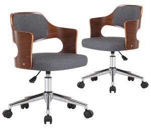 Krzesła stołowe, 2 szt., szare, gięte drewno i tkanina