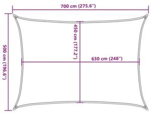 Żagiel przeciwsłoneczny, 160 g/m², kremowy, 5x7 m, hdpe