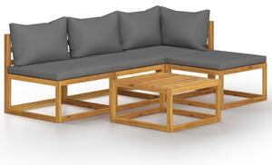 5-cz. zestaw wypoczynkowy do ogrodu, poduszki, drewno akacjowe