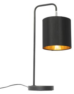Nowoczesna lampa stołowa czarna ze złotym wnętrzem - Lofty Oswietlenie wewnetrzne