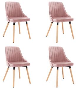 Krzesła stołowe, 4 szt., różowe, aksamitne
