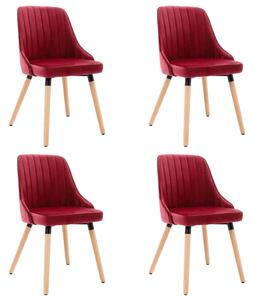Krzesła stołowe, 4 szt., winna czerwień, aksamitne