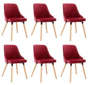 Krzesła stołowe, 6 szt., winna czerwień, aksamitne