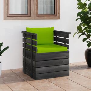 Ogrodowy fotel z palet z poduszkami, drewno sosnowe
