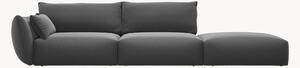Sofa z szezlongiem z weluru Clau (4-osobowa)