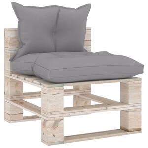 Sofa środkowa z palet, z poduszkami, drewno sosnowe