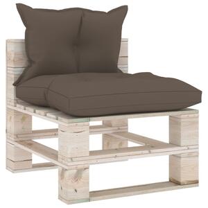 Sofa środkowa z palet, z poduszkami, drewno sosnowe