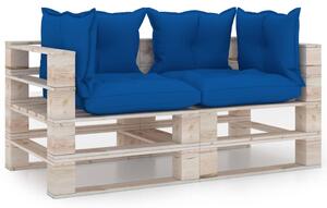 Ogrodowa sofa 2-os. z palet, z poduszkami, drewno sosnowe