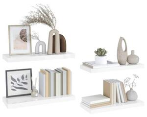 Półki ścienne 4 szt., wysoki połysk, białe, 60x23,5x3,8 cm, mdf