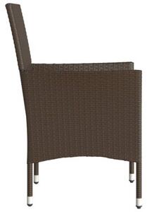 Krzesła ogrodowe z poduszkami, 2 szt., brązowe, rattan pe