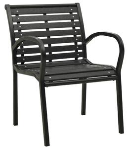 Krzesła ogrodowe, 2 szt., stal i WPC, czarne