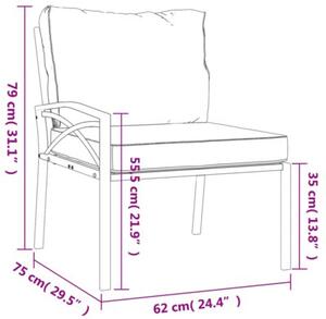 Krzesła ogrodowe z szarymi poduszkami, 2 szt, 62x75x79 cm, stal