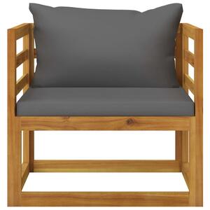 Krzesło ogrodowe z ciemnoszarymi poduszkami, drewno akacjowe