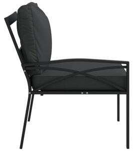 Krzesła ogrodowe z szarymi poduszkami, 2 szt, 62x75x79 cm, stal