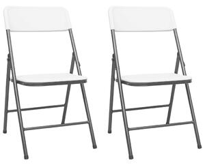 Składane krzesła ogrodowe, 2 szt., HDPE, białe
