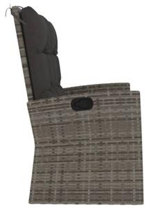 Rozkładana ławka ogrodowa z poduszkami, szara, 118 cm