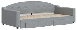 Sofa rozsuwana z szufladami, jasnoszara, 100x200 cm, tkanina