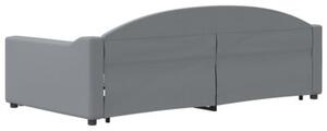 Sofa rozsuwana z szufladami, jasnoszara, 100x200 cm, tkanina